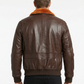 Men's Bomber G-1 Navy Real Leather Jacket with Removable Fur - Style 576-B — collar detail | Majestic Leather UK