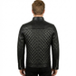 Men's Biker Cafe Racer Black Dimond Quilted Leather Jacket Style-786 — side profile | Majestic Leather UK