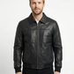 Men's Real Leather Bomber Jacket Style HRTN-382 | Majestic Leather — front view | Majestic Leather UK