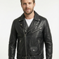 Brando Biker Cross Zip Motorcycle Real Leather Jacket | Majestic Leather — front view | Majestic Leather UK