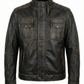 Men’s Real Leather Jacket Distress Black Lambskin INT-391 | Majestic Leather — front view | Majestic Leather UK