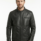 Men’s Real Lambskin Black Biker Leather Jacket LHF-1182 | Majestic Leather — front view | Majestic Leather UK