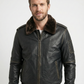 Men’s Real Lambskin Leather Jacket Distress Black Bomber LHF-1181 — front view | Majestic Leather UK