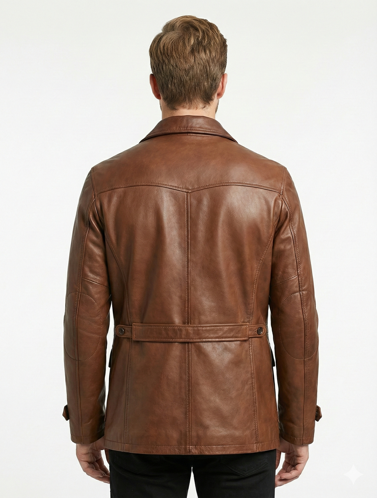 M65 Field Brown Leather Jacket Style - 1179 | Majestic Leather — back view | Majestic Leather UK