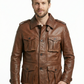 M65 Field Brown Leather Jacket Style - 1179 | Majestic Leather — front view | Majestic Leather UK