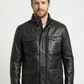 M65 Field Black Leather Jacket Style - 1043 | Majestic Leather — front view | Majestic Leather UK