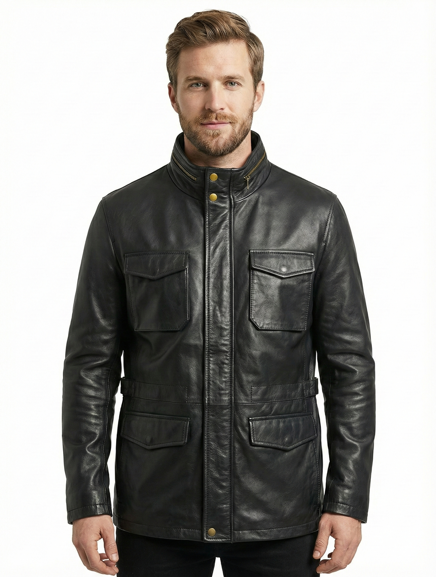 M65 Field Black Leather Jacket Style - 1043 | Majestic Leather — back view | Majestic Leather UK