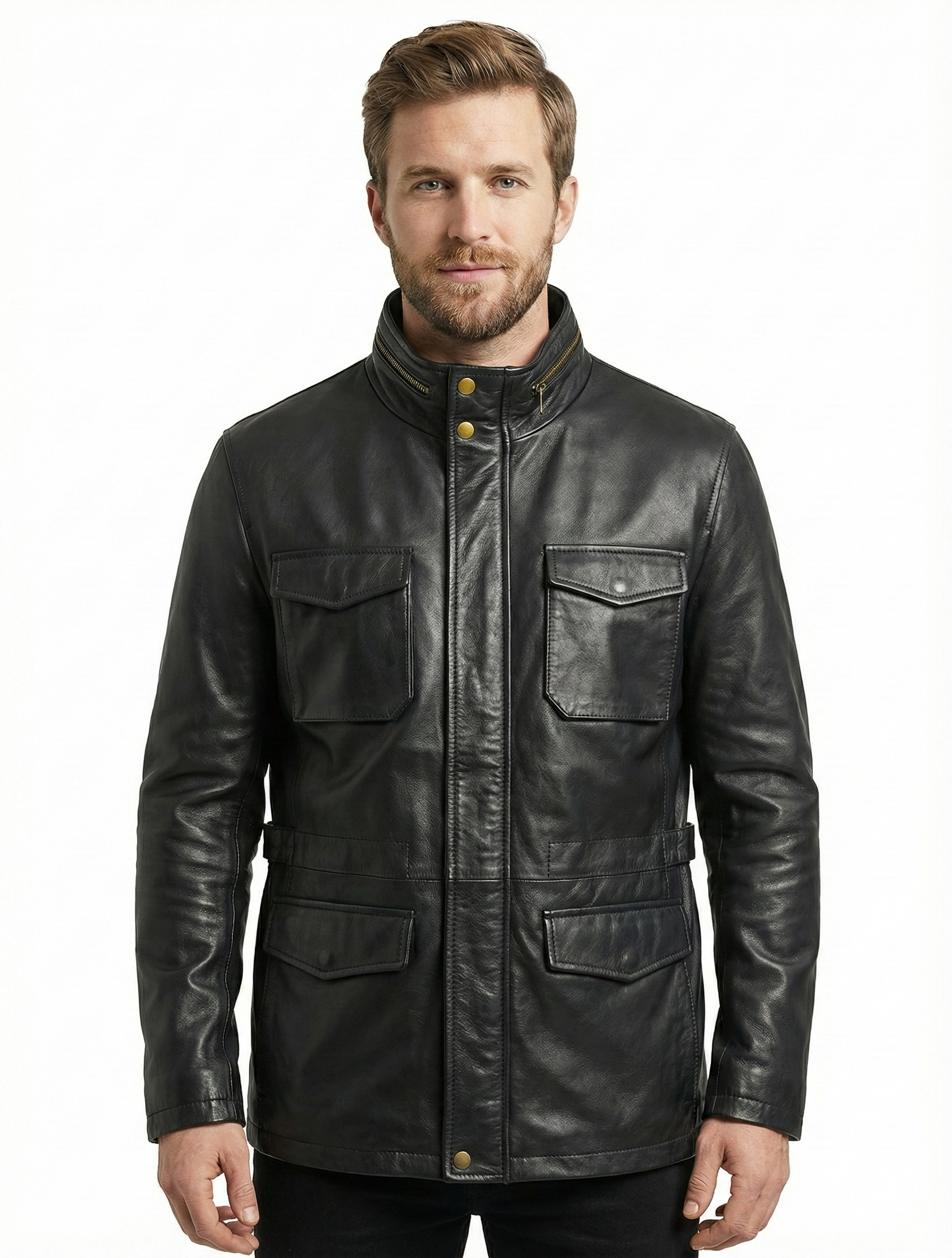 M65 Field Black Leather Jacket Style - 1043 | Majestic Leather — back view | Majestic Leather UK