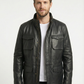 M65 Field Black Leather Jacket Style - 1043 | Majestic Leather — side profile | Majestic Leather UK