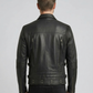 Men’s Black Biker Brando Motorcycle Real Leather Jacket Style - 1032 — sleeve detail | Majestic Leather UK