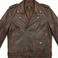 Men's Cafe Racer Distress Brown Biker Leather Jacket Style - 781 — side profile | Majestic Leather UK