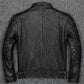 Men's Biker Vintage Cafe Racer Distressed Black Leather Jacket | Majestic Leather — collar detail | Majestic Leather UK