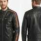 Men's Biker cafe racer Real Leather Jacket Style - 757 | Majestic Leather — side profile | Majestic Leather UK