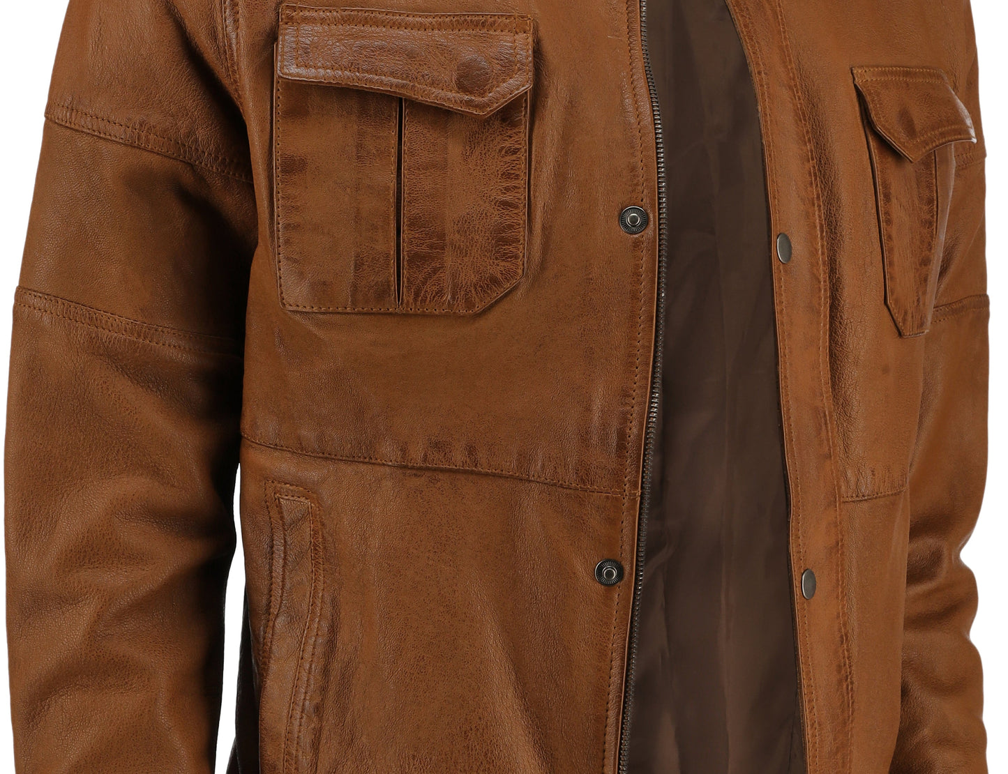 Mens Cafe Racer Camel Brown Real Leather Jacket | Majestic Leather — product detail | Majestic Leather UK