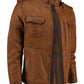 Mens Cafe Racer Camel Brown Real Leather Jacket | Majestic Leather — side profile | Majestic Leather UK