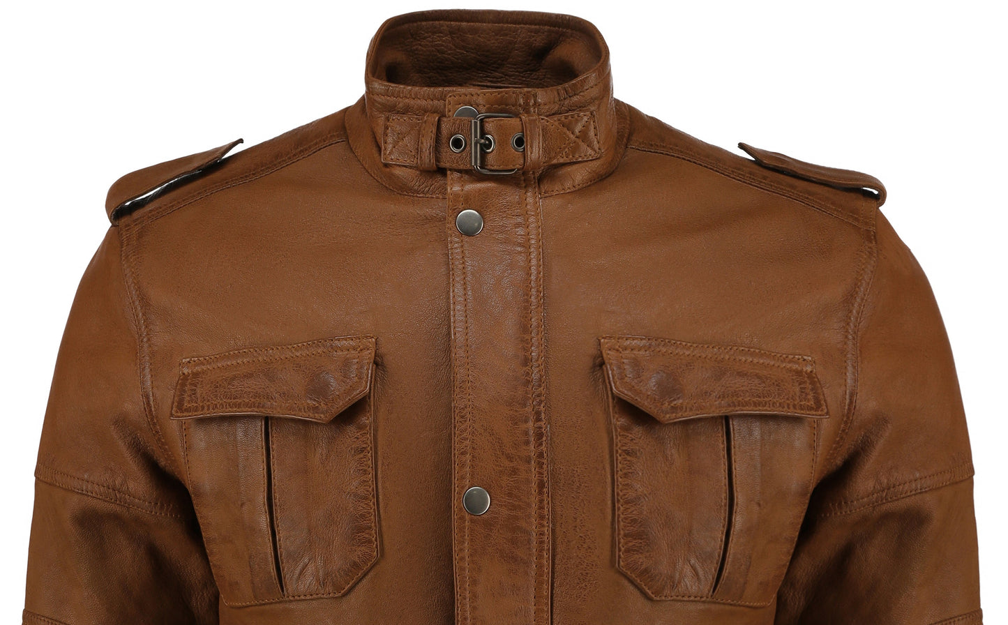 Mens Cafe Racer Camel Brown Real Leather Jacket | Majestic Leather — interior lining | Majestic Leather UK