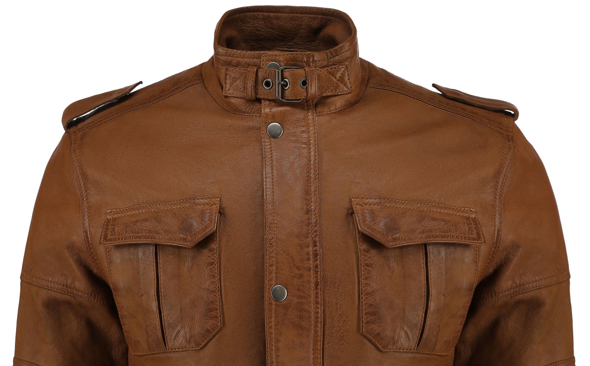 Mens Cafe Racer Camel Brown Real Leather Jacket | Majestic Leather — interior lining | Majestic Leather UK