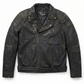 Men's Biker Cafe Racer Distress Black Leather Jacket Style-1158 — side profile | Majestic Leather UK