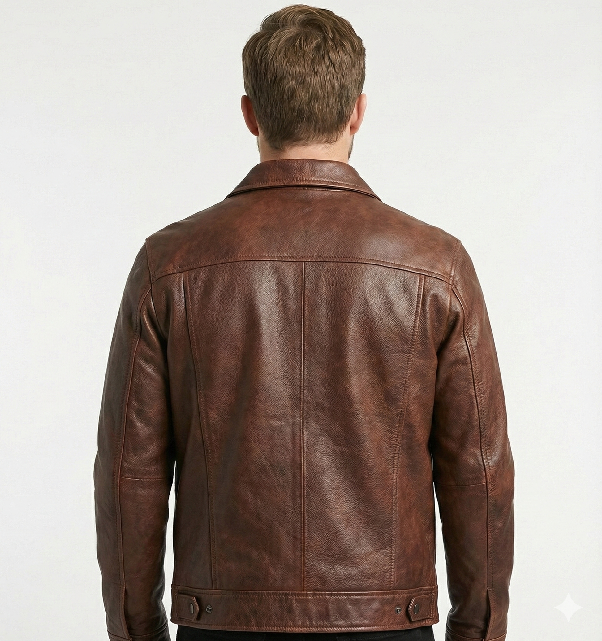 Persian Biker Cafe Racer Vintage Distressed Tan Brown Leather Jacket — back view | Majestic Leather UK