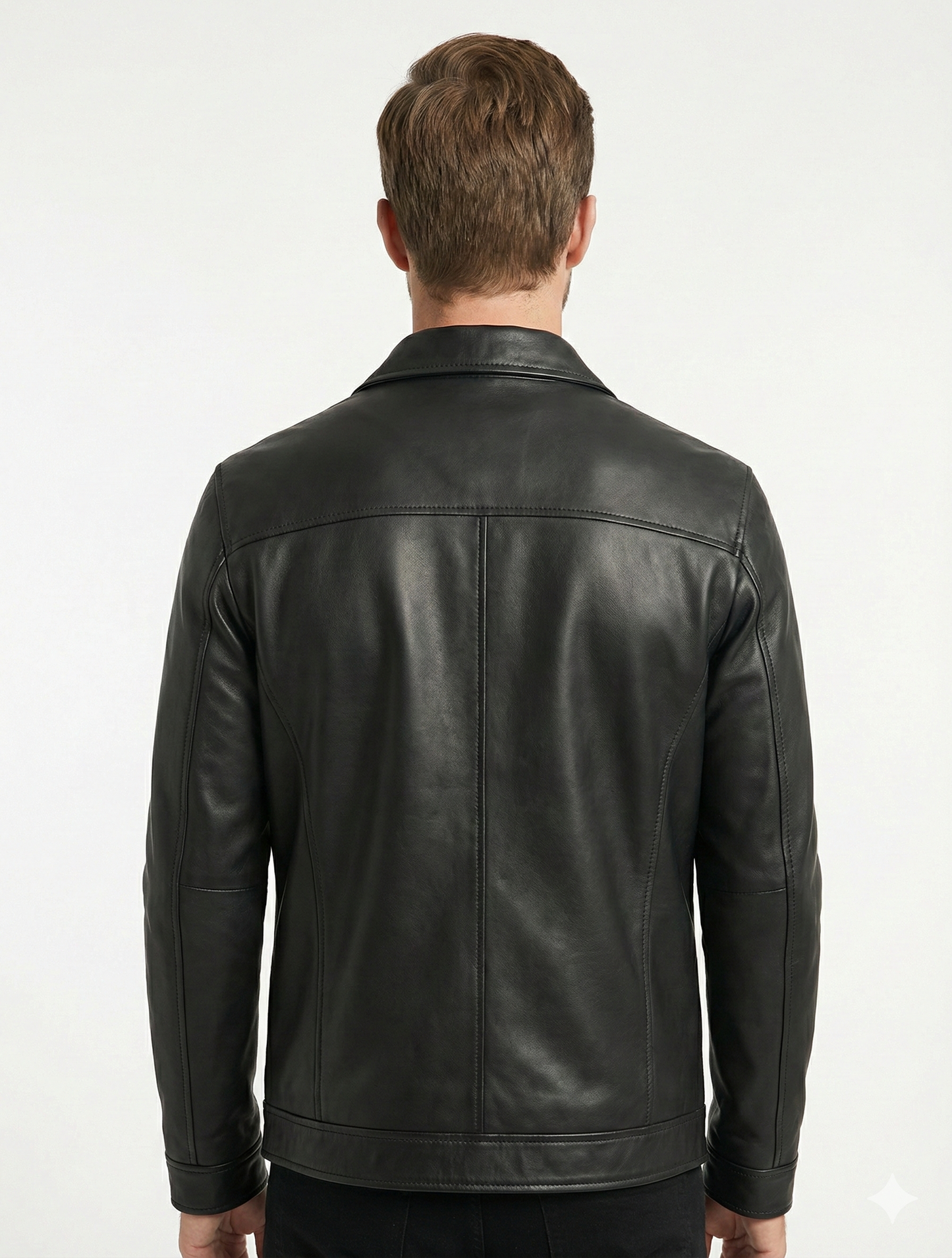 Men’s Real Lambskin Biker Leather Jacket Style-779 | Majestic Leather — back view | Majestic Leather UK