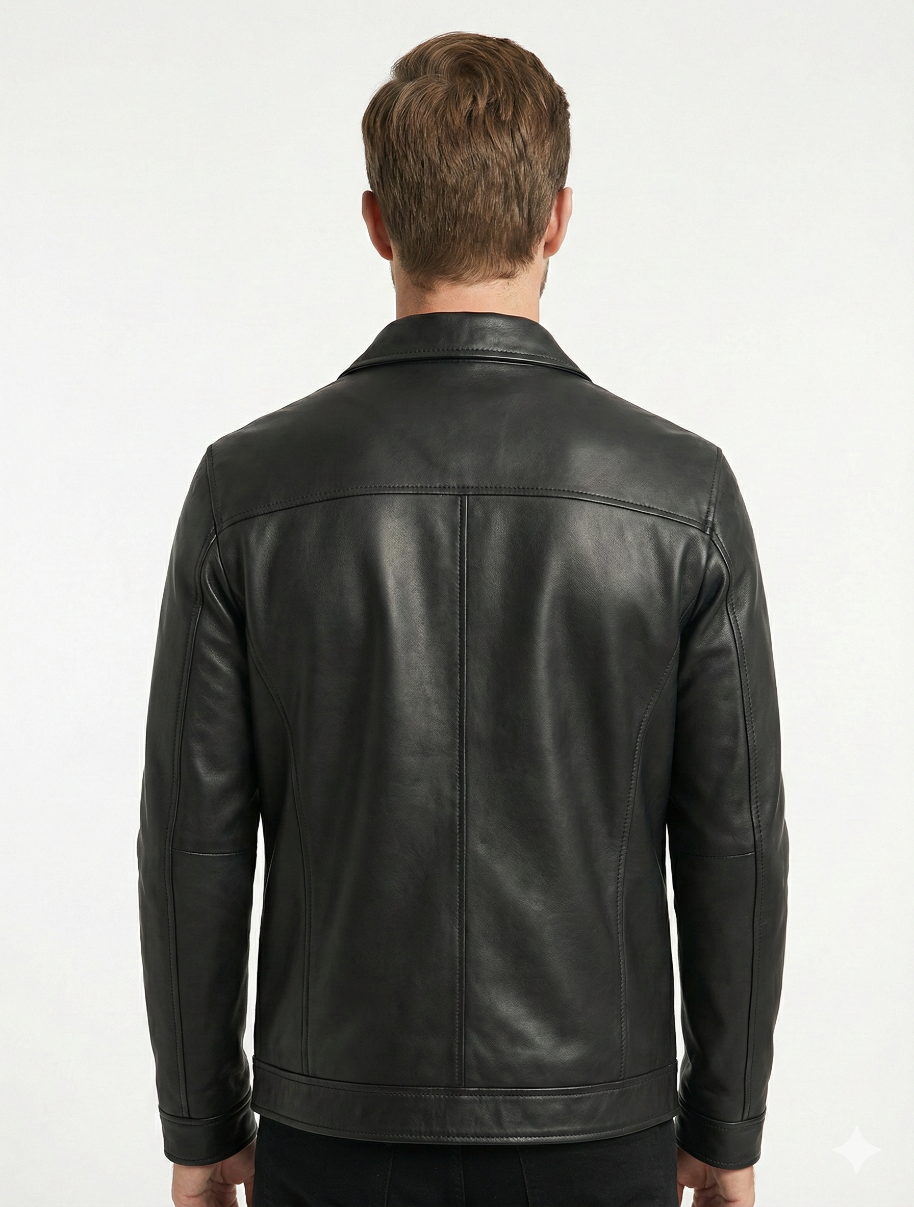 Men’s Real Lambskin Biker Leather Jacket Style-779 | Majestic Leather — back view | Majestic Leather UK