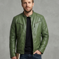 Men's Cafe Racer Biker Leather Jacket Style - 706 | Majestic Leather — front view | Majestic Leather UK