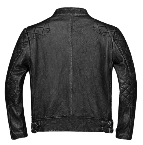 Men's Biker Vintage Cafe Racer Distressed Black Leather Jacket | Majestic Leather — back view | Majestic Leather UK
