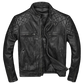 Men's Biker Vintage Cafe Racer Distressed Black Leather Jacket | Majestic Leather — front view | Majestic Leather UK