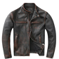 Men's Cafe Racer Distressed Black Leather Jacket | Majestic Leather — front view | Majestic Leather UK