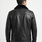 Classic Men’s Real Leather Jacket – Removable Black Fur Collar Zip Coat — side profile | Majestic Leather UK
