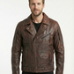 Men’s Black Biker Brando Motorcycle Real Leather Jacket Style - 1032 — front view | Majestic Leather UK