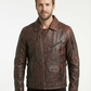 Men’s Black Biker Brando Motorcycle Real Leather Jacket Style - 1032 — side profile | Majestic Leather UK