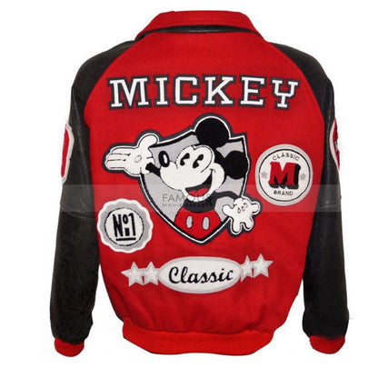Michael Jackson Mickey Mouse Club Red Varsity Jacket — back view | Majestic Leather UK