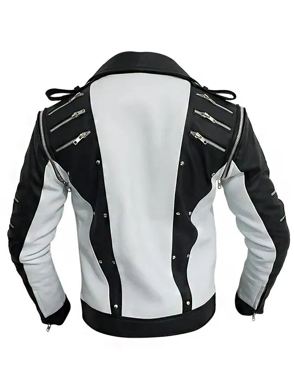 Men's Michael Jackson Biker Leather Jacket Black — side profile | Majestic Leather UK