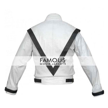 Michael Jackson White Thriller Replica Jacket — back view | Majestic Leather UK