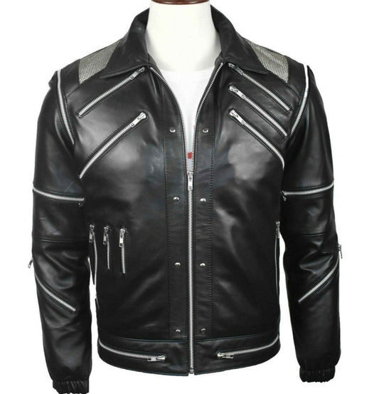 Michael Jackson Red Aviator Leather Jacket | Majestic Leather — front view | Majestic Leather UK
