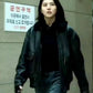 Women Biker - My Name Han Sohee Leather Jacket with Fur Collar — side profile | Majestic Leather UK