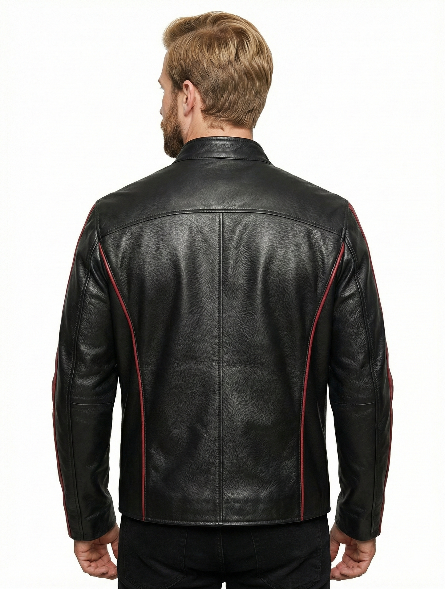 Men's N7 Commander Shepard Black Leather Jacket Style-145 | Majestic Leather — back view | Majestic Leather UK