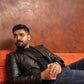 BLAZER TWO BUTTON COAT REAL LEATHER | Majestic Leather — sleeve detail | Majestic Leather UK