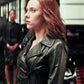 Women Biker - Captain America: Civil War Black Widow Biker Leather Jacket — collar detail | Majestic Leather UK