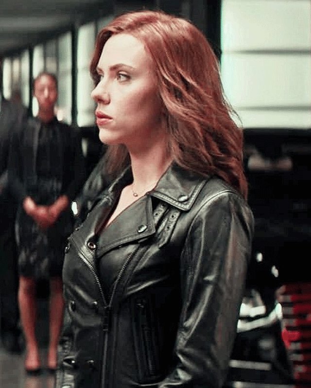 Women Biker - Captain America: Civil War Black Widow Biker Leather Jacket — collar detail | Majestic Leather UK