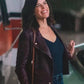 Women Biker - Scream 5 Sidney Prescott Biker Leather Jacket — side profile | Majestic Leather UK