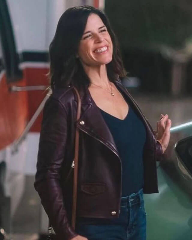 Women Biker - Scream 5 Sidney Prescott Biker Leather Jacket — side profile | Majestic Leather UK