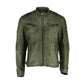 Olive Vintage Cafe Racer Leather Jacket | Majestic Leather — front view | Majestic Leather UK