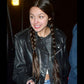 Women Biker - Olivia Rodrigo Biker Leather Jacket — collar detail | Majestic Leather UK