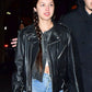 Women Biker - Olivia Rodrigo Biker Leather Jacket — front view | Majestic Leather UK