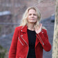 Women Biker - Once Upon a Time Emma Swan Red Biker Jacket — side profile | Majestic Leather UK