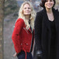 Women Biker - Once Upon a Time Emma Swan Red Biker Jacket — collar detail | Majestic Leather UK