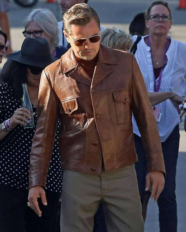 Once Upon a Time in Hollywood Leonardo DiCaprio Leather Jacket | Majestic Leather — back view | Majestic Leather UK