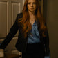 Women Biker - Lindsay Lohan Our Little Secret Biker Leather Jacket — collar detail | Majestic Leather UK